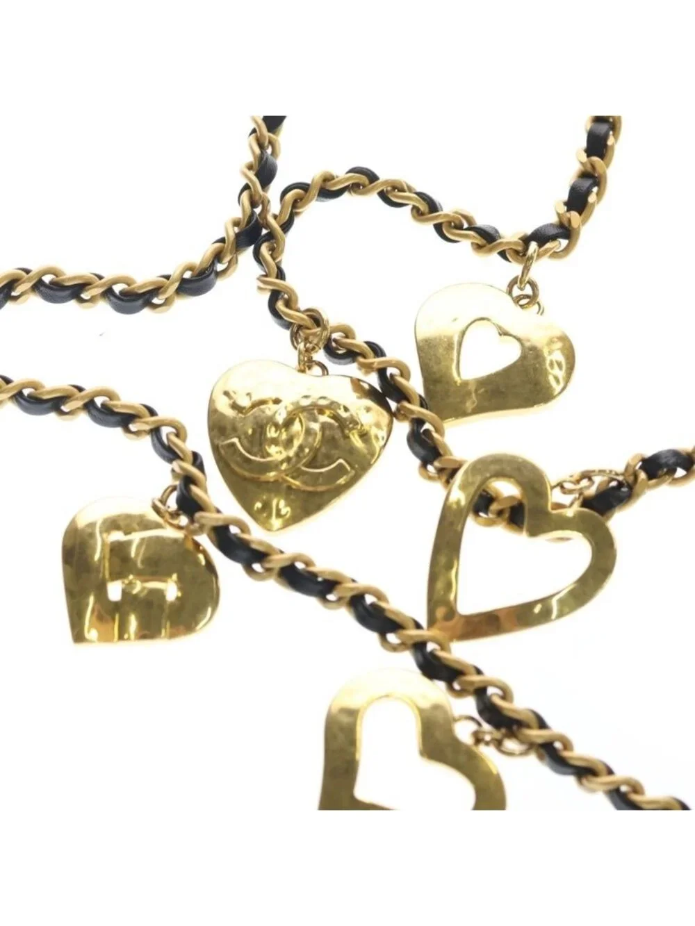 Chanel Mini Quilted CC Logo Heart Charm Chain Shoulder Gold Lambskin Black